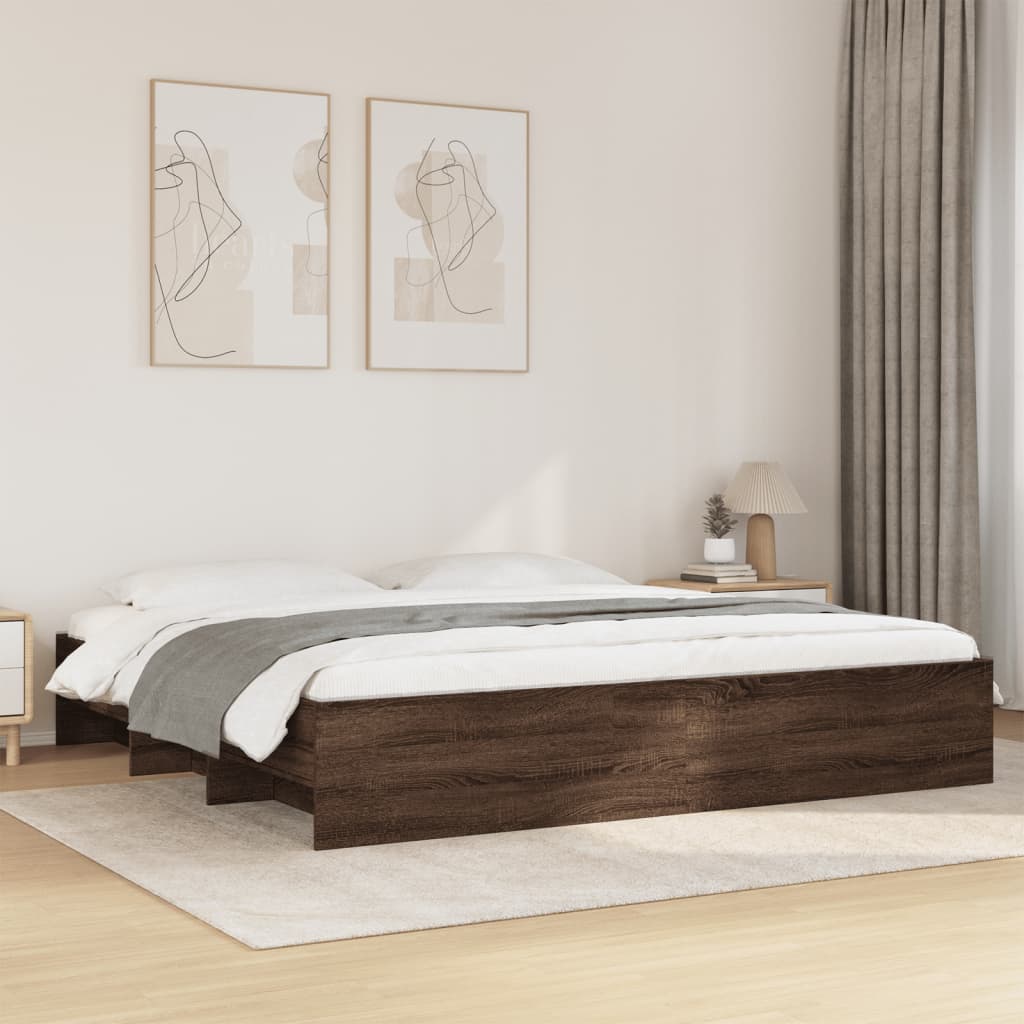 vidaXL Cadru de pat fără saltea Stejar maro 200x200 cm Lemn prelucrat vidaXL Cadru de pat fără saltea Stejar maro 200x200 cm Lemn prelucrat