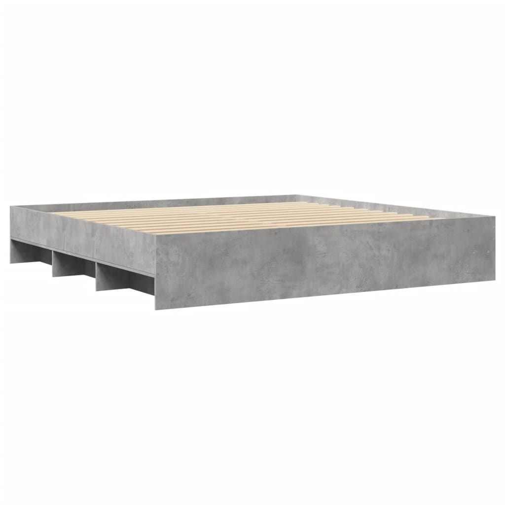 vidaXL Cadru de pat fără saltea Gri Beton 180x200cm Lemn prelucrat