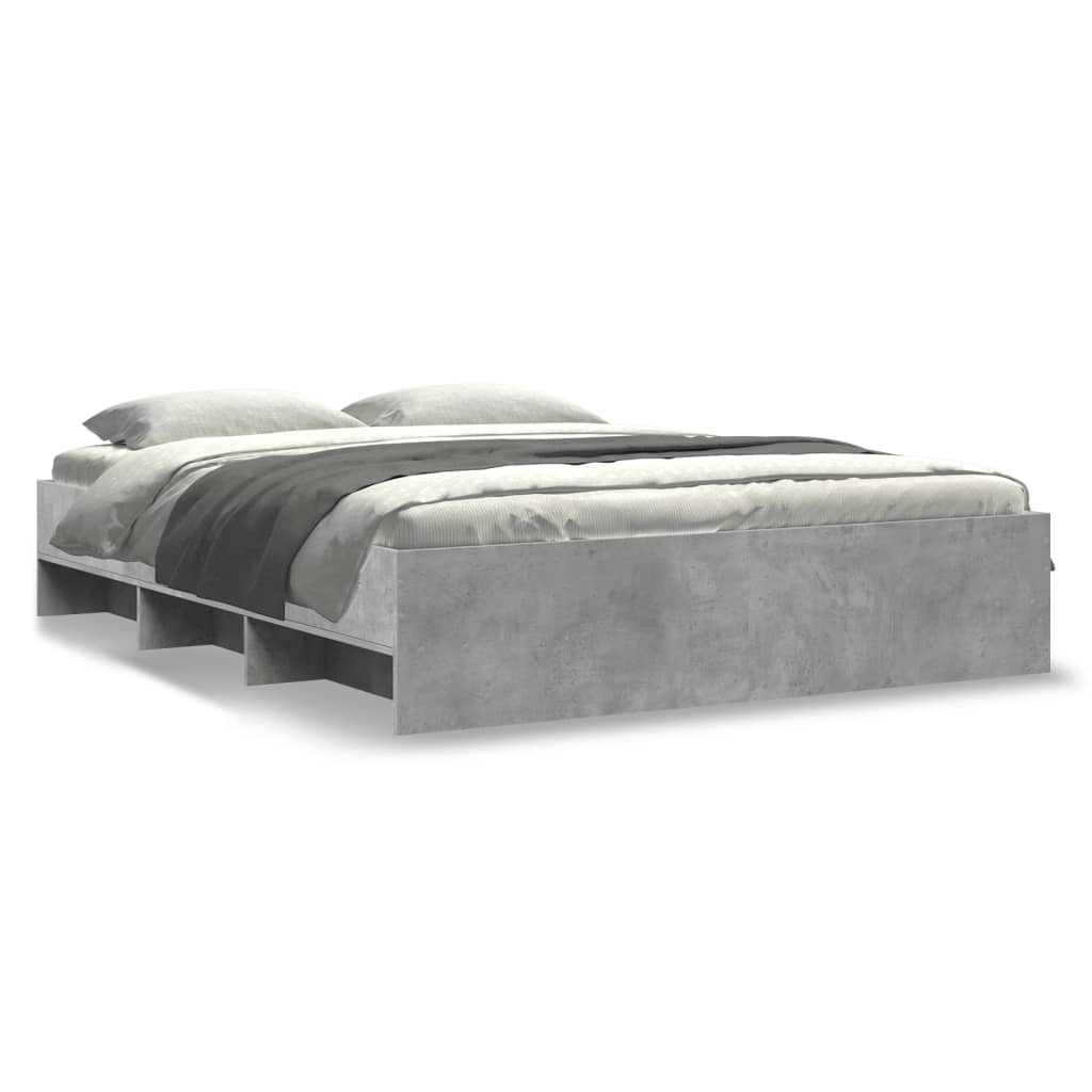 vidaXL Cadru de pat fără saltea Gri beton 160x200cm Lemn prelucrat vidaXL Cadru de pat fără saltea Gri beton 160x200cm Lemn prelucrat