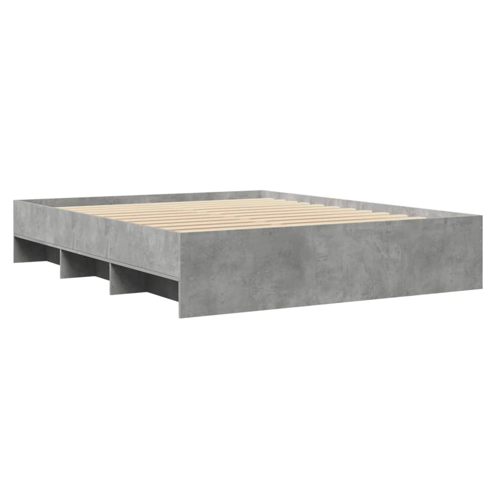vidaXL Cadru de pat fără saltea Gri beton 160x200cm Lemn prelucrat vidaXL Cadru de pat fără saltea Gri beton 160x200cm Lemn prelucrat