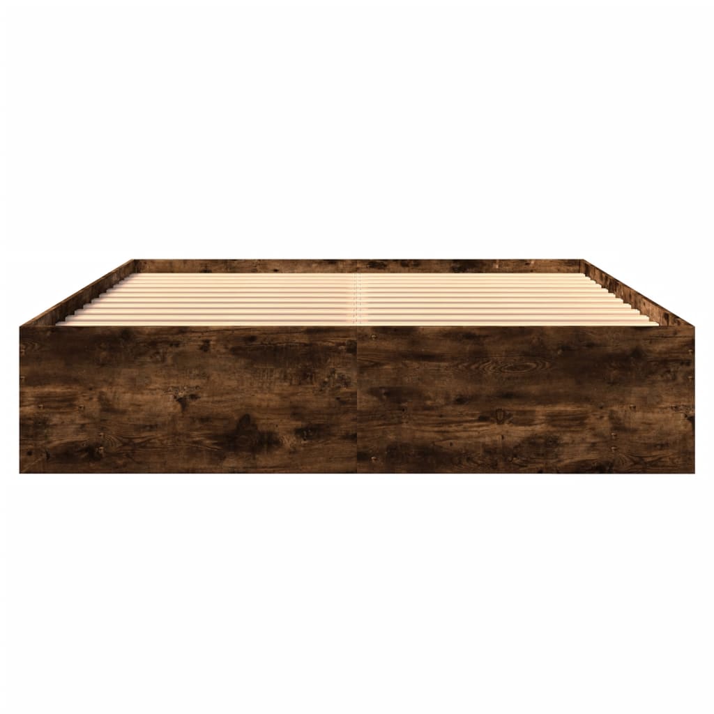 vidaXL Cadru de pat fără saltea Stejar afumat 160x200cm Lemn prelucrat vidaXL Cadru de pat fără saltea Stejar afumat 160x200cm Lemn prelucrat