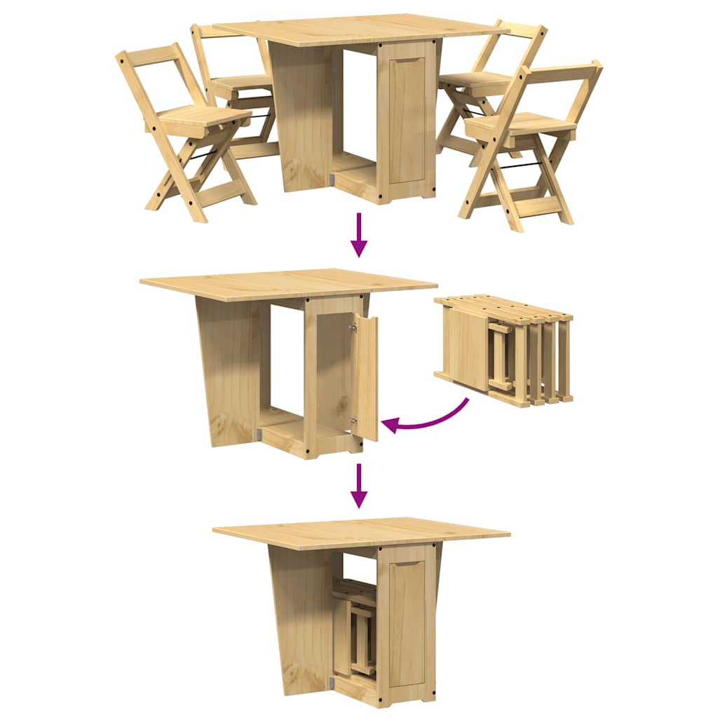 vidaXL Set mobilier tip fluture Corona, pliabil 5 piese maro lemn pin vidaXL Set mobilier tip fluture Corona, pliabil 5 piese maro lemn pin