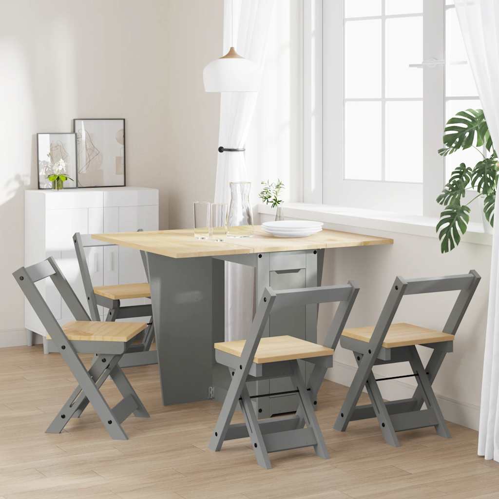 vidaXL Set mobilier tip fluture Corona, pliabil 5 piese gri lemn pin vidaXL Set mobilier tip fluture Corona, pliabil 5 piese gri lemn pin