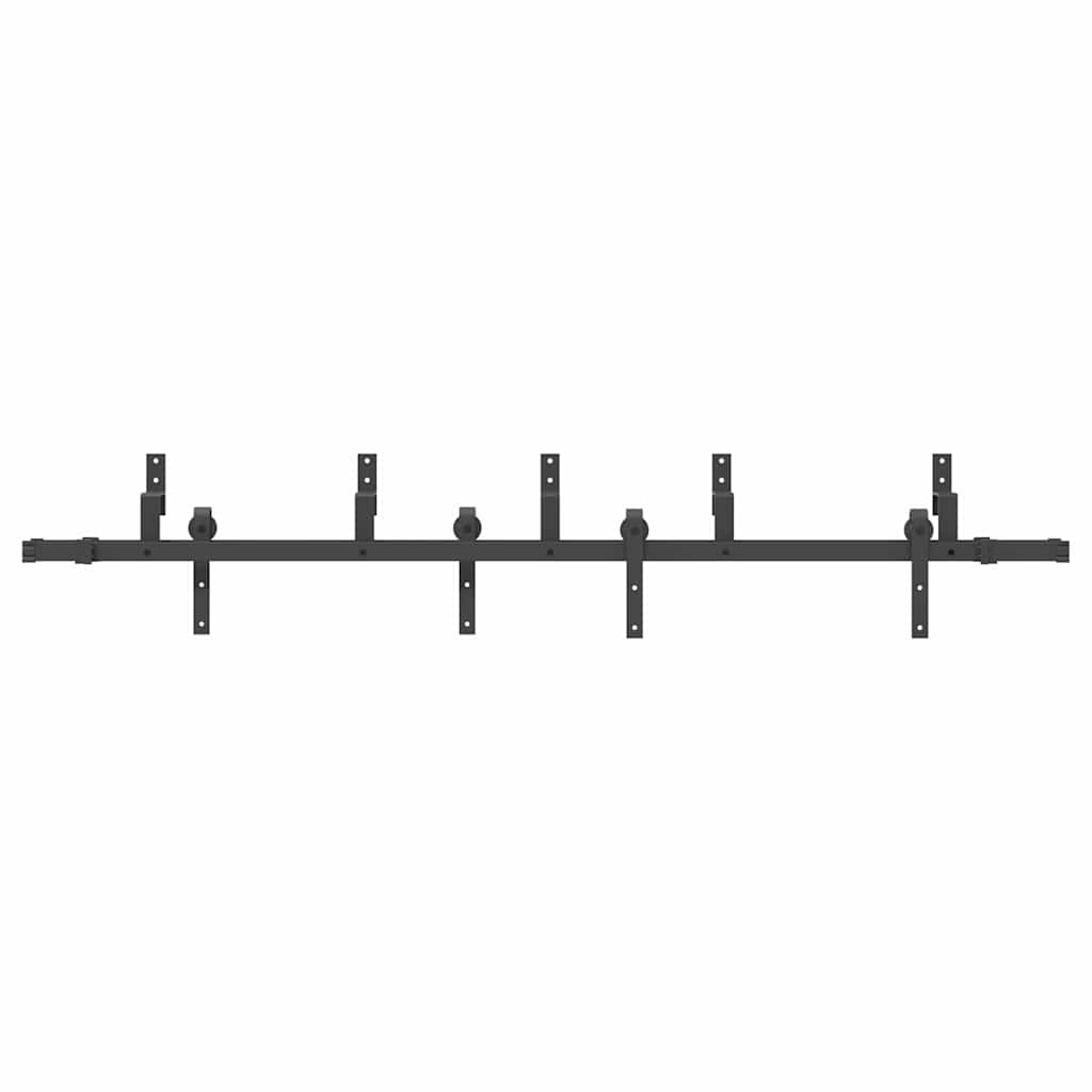 vidaXL Set feronerie pentru uși glisante, negru, 213,5 cm, oțel vidaXL Set feronerie pentru uși glisante, negru, 213,5 cm, oțel