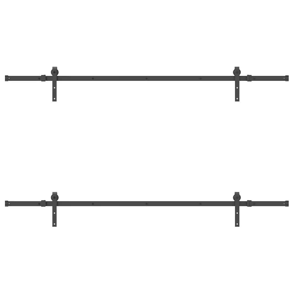 vidaXL Set feronerie pentru uși glisante, negru, 213,5 cm, oțel vidaXL Set feronerie pentru uși glisante, negru, 213,5 cm, oțel