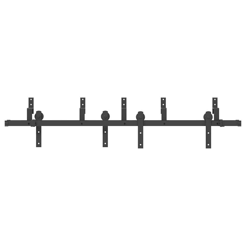 vidaXL Set feronerie pentru ușă glisantă, negru, 183 cm, oțel vidaXL Set feronerie pentru ușă glisantă, negru, 183 cm, oțel