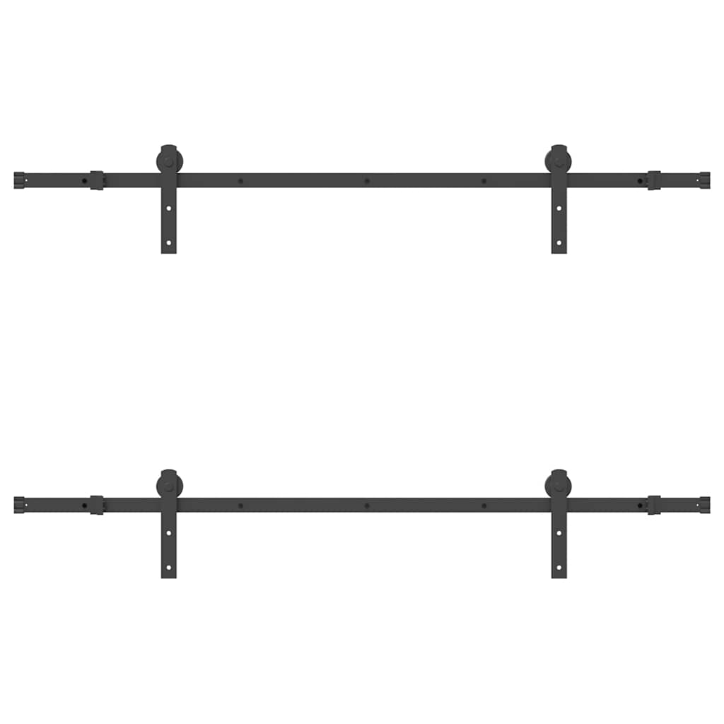 vidaXL Set feronerie pentru ușă glisantă, negru, 183 cm, oțel vidaXL Set feronerie pentru ușă glisantă, negru, 183 cm, oțel
