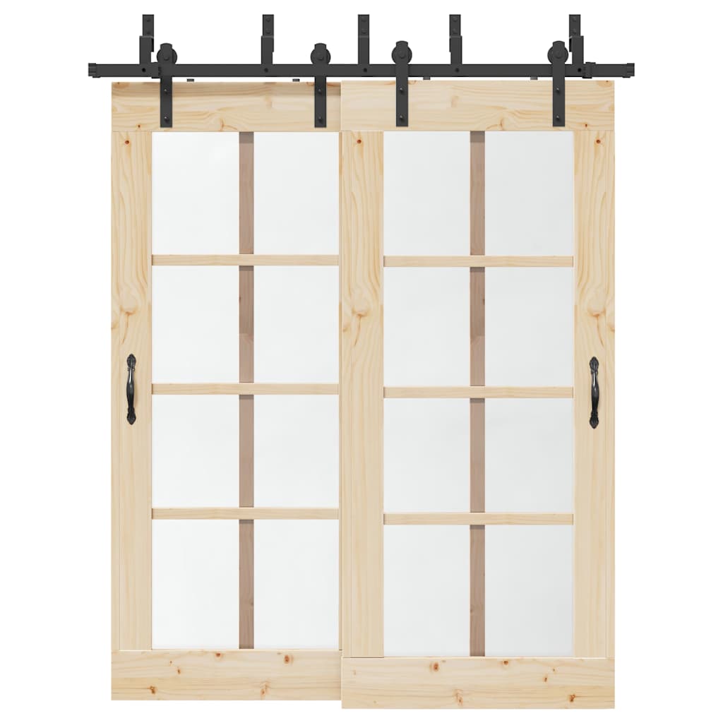 vidaXL Set feronerie pentru ușă glisantă, negru, 183 cm, oțel vidaXL Set feronerie pentru ușă glisantă, negru, 183 cm, oțel
