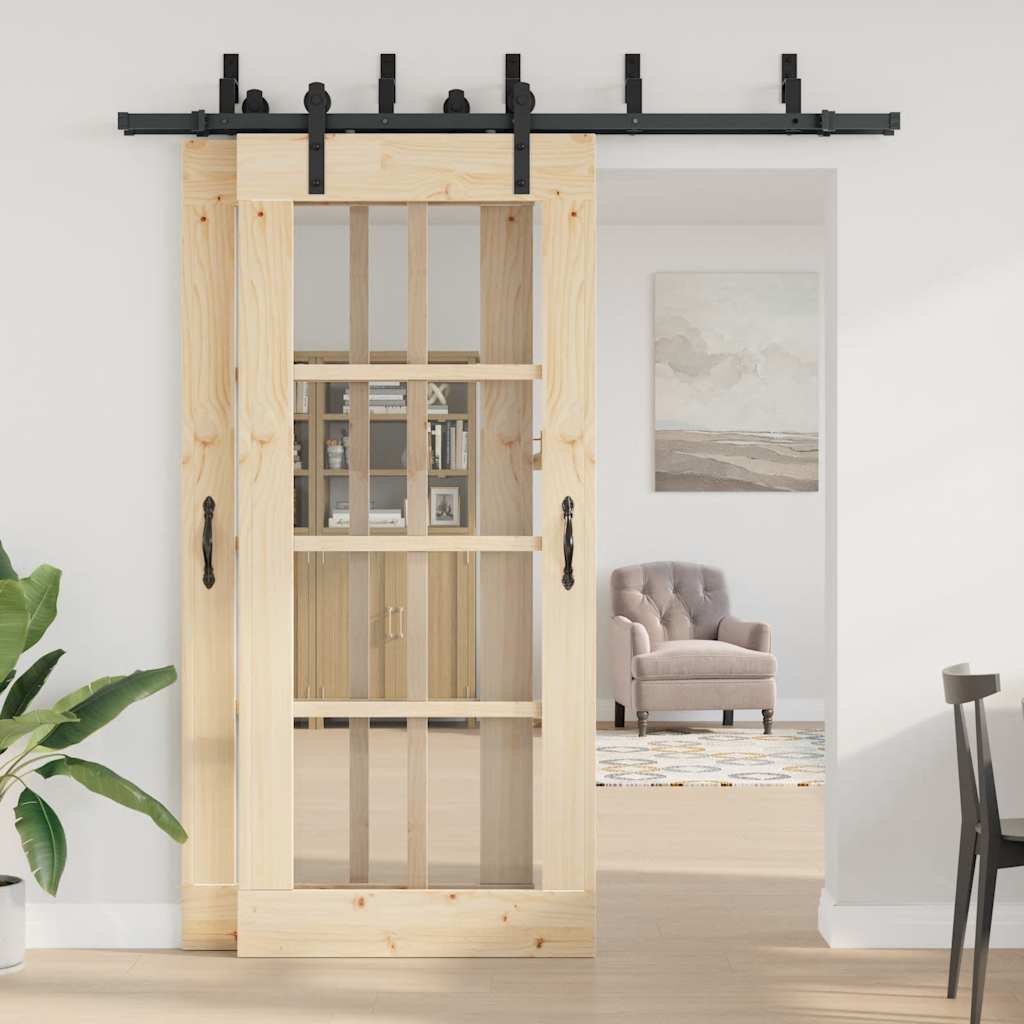 vidaXL Set feronerie pentru uși glisante, negru, 200 cm, oțel vidaXL Set feronerie pentru uși glisante, negru, 200 cm, oțel