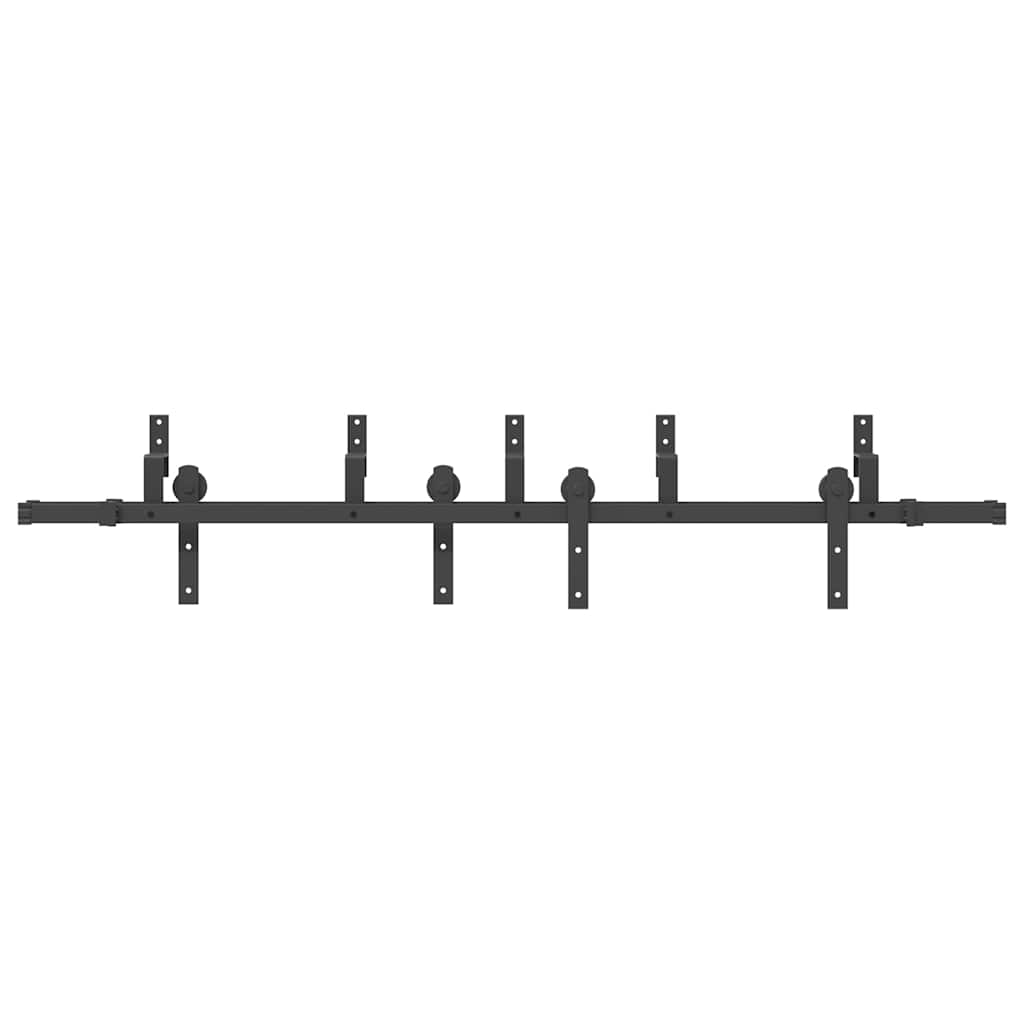 vidaXL Set feronerie pentru uși glisante, negru, 200 cm, oțel vidaXL Set feronerie pentru uși glisante, negru, 200 cm, oțel