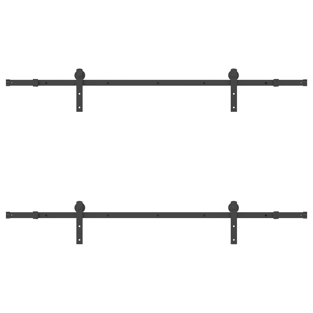 vidaXL Set feronerie pentru uși glisante, negru, 200 cm, oțel vidaXL Set feronerie pentru uși glisante, negru, 200 cm, oțel