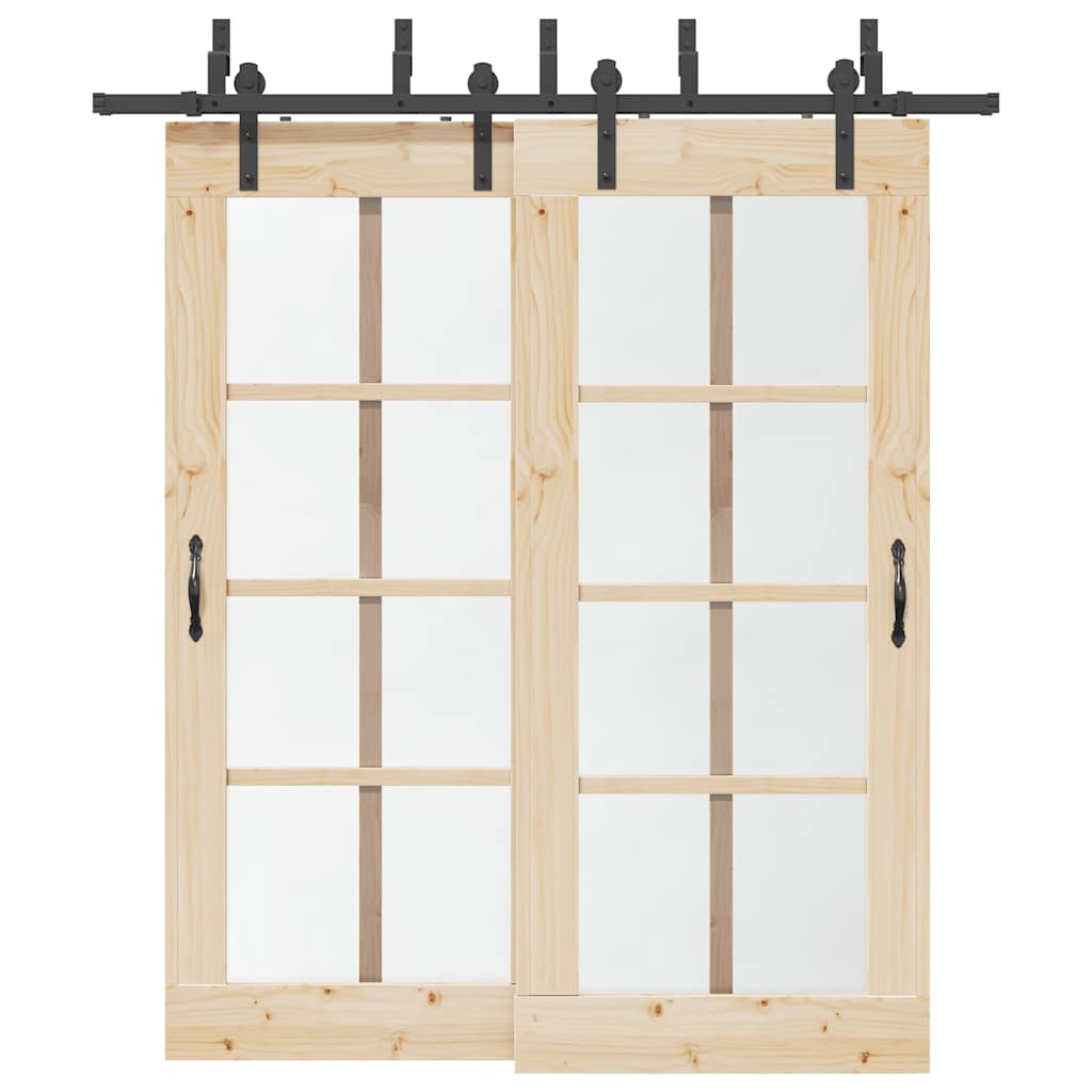 vidaXL Set feronerie pentru uși glisante, negru, 200 cm, oțel vidaXL Set feronerie pentru uși glisante, negru, 200 cm, oțel