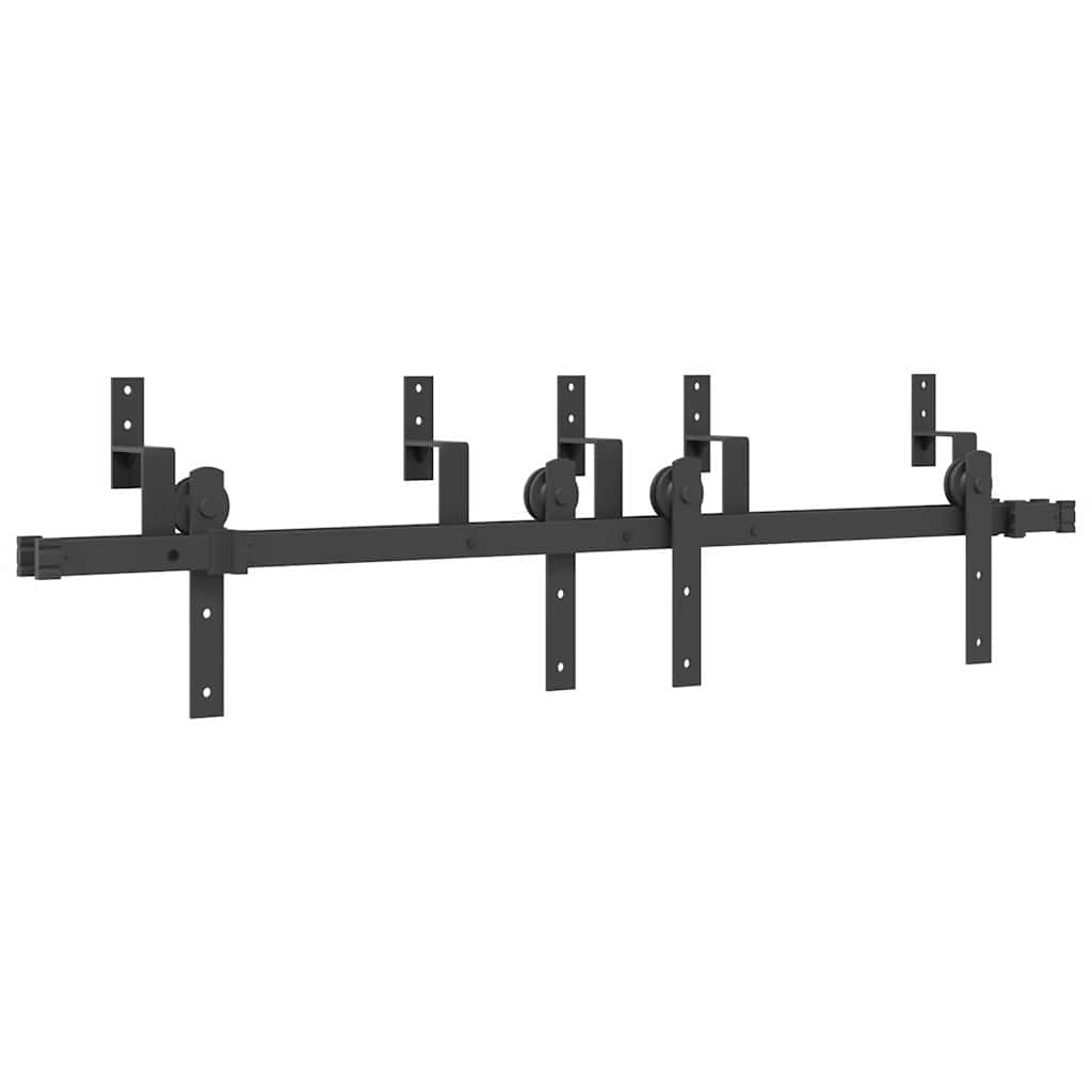 vidaXL Set feronerie pentru uși glisante, negru, 152,5 cm, oțel