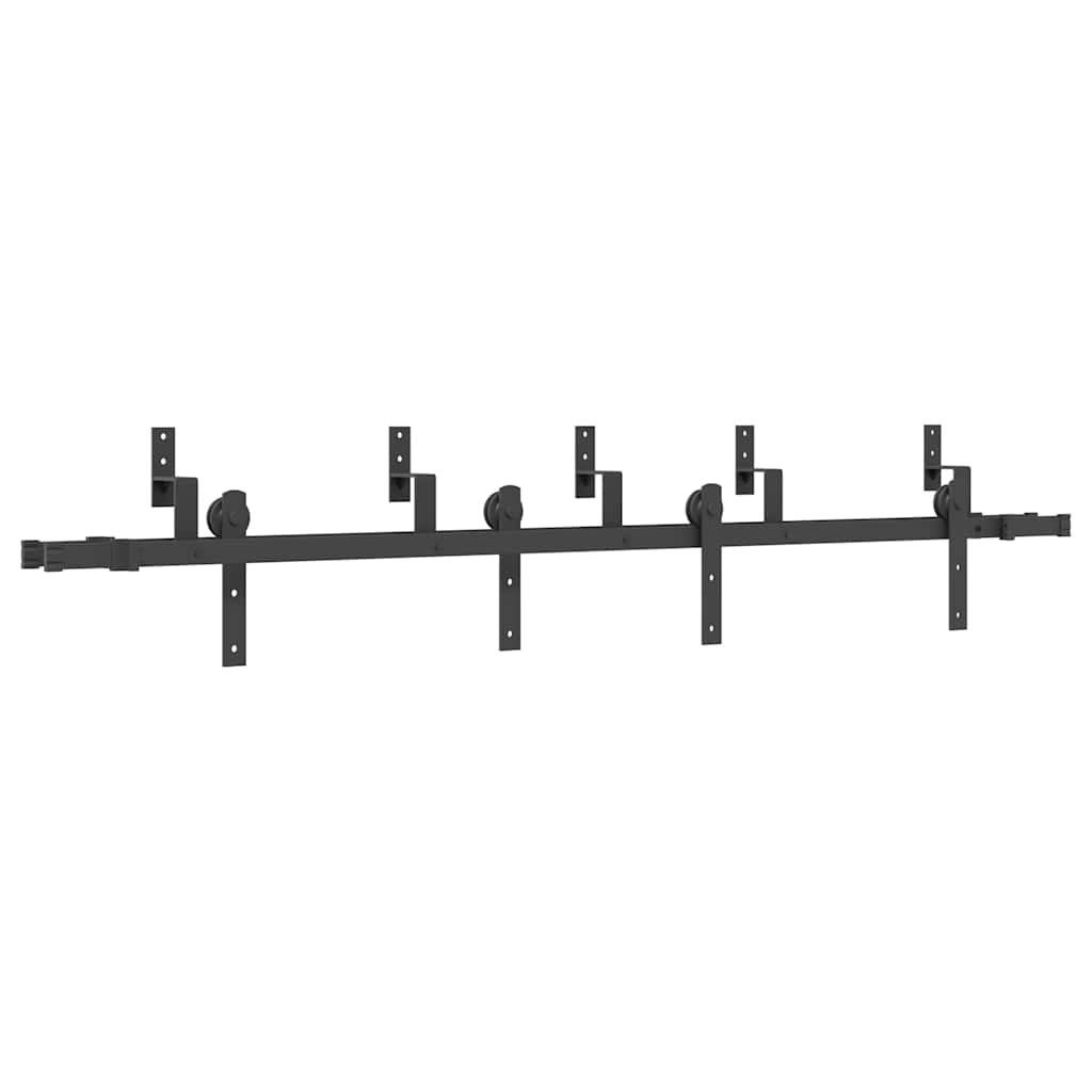 vidaXL Set feronerie pentru uși glisante, negru, 213,5 cm, oțel vidaXL Set feronerie pentru uși glisante, negru, 213,5 cm, oțel