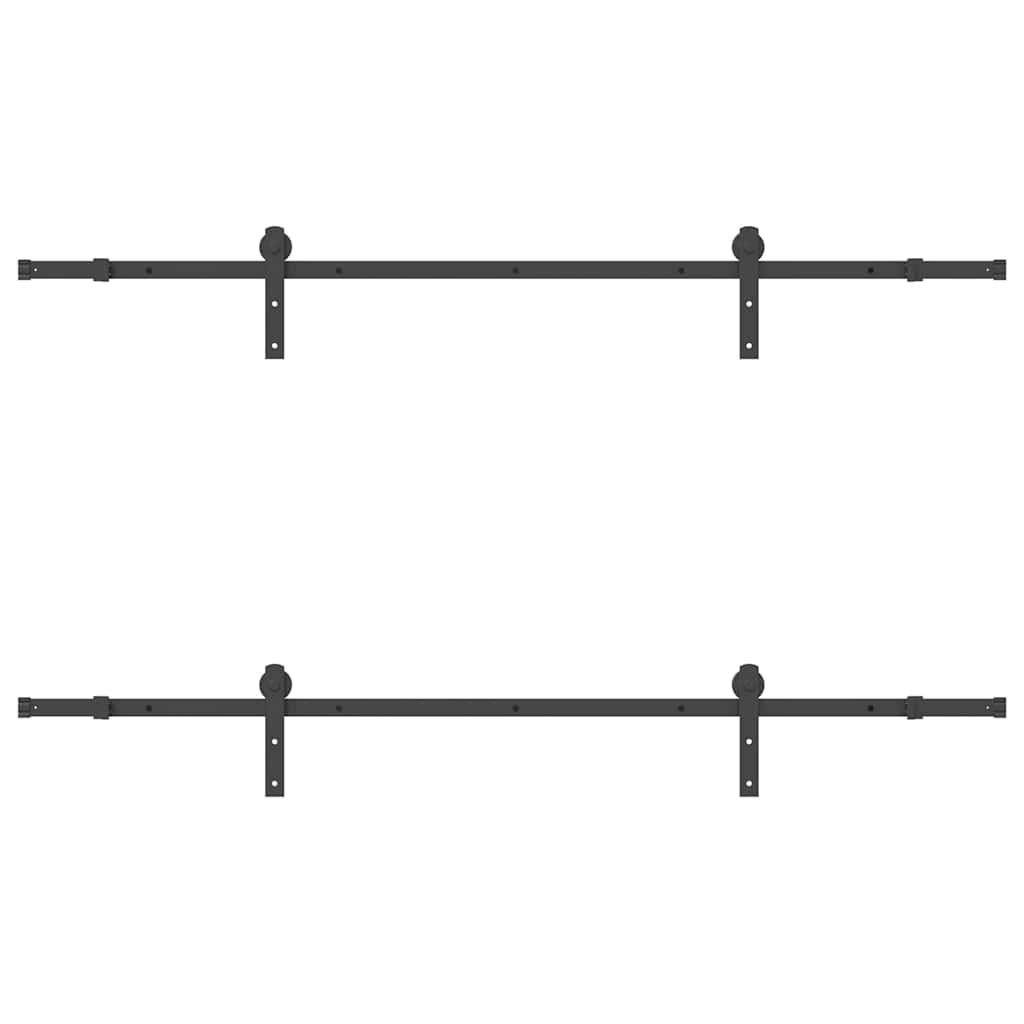 vidaXL Set feronerie pentru uși glisante, negru, 213,5 cm, oțel vidaXL Set feronerie pentru uși glisante, negru, 213,5 cm, oțel