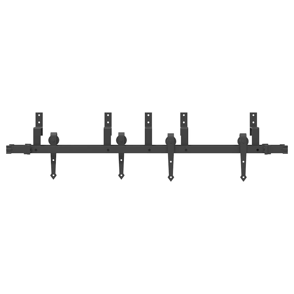vidaXL Set feronerie pentru uși glisante, negru, 152,5 cm, oțel vidaXL Set feronerie pentru uși glisante, negru, 152,5 cm, oțel