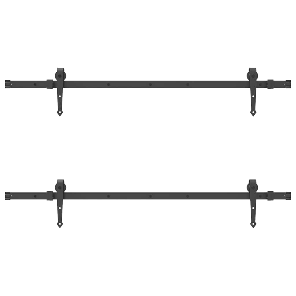 vidaXL Set feronerie pentru uși glisante, negru, 152,5 cm, oțel vidaXL Set feronerie pentru uși glisante, negru, 152,5 cm, oțel