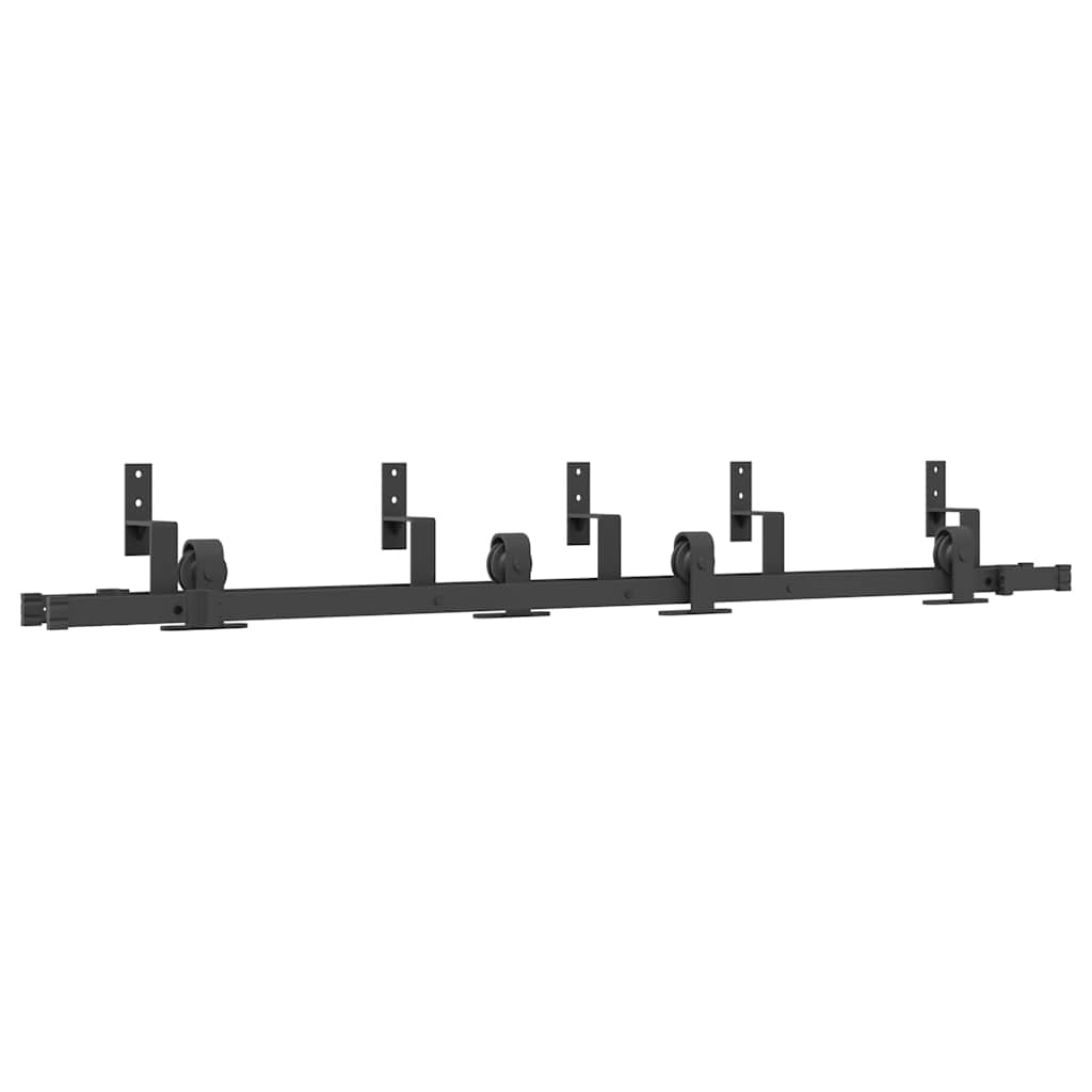 vidaXL Set feronerie pentru ușă glisantă, negru, 183 cm, oțel vidaXL Set feronerie pentru ușă glisantă, negru, 183 cm, oțel