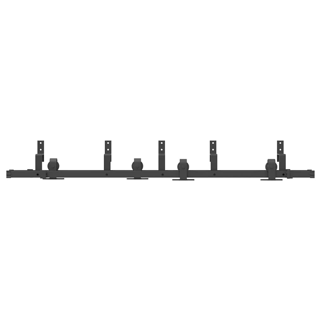 vidaXL Set feronerie pentru ușă glisantă, negru, 183 cm, oțel vidaXL Set feronerie pentru ușă glisantă, negru, 183 cm, oțel