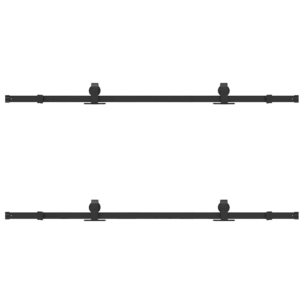 vidaXL Set feronerie pentru ușă glisantă, negru, 183 cm, oțel vidaXL Set feronerie pentru ușă glisantă, negru, 183 cm, oțel