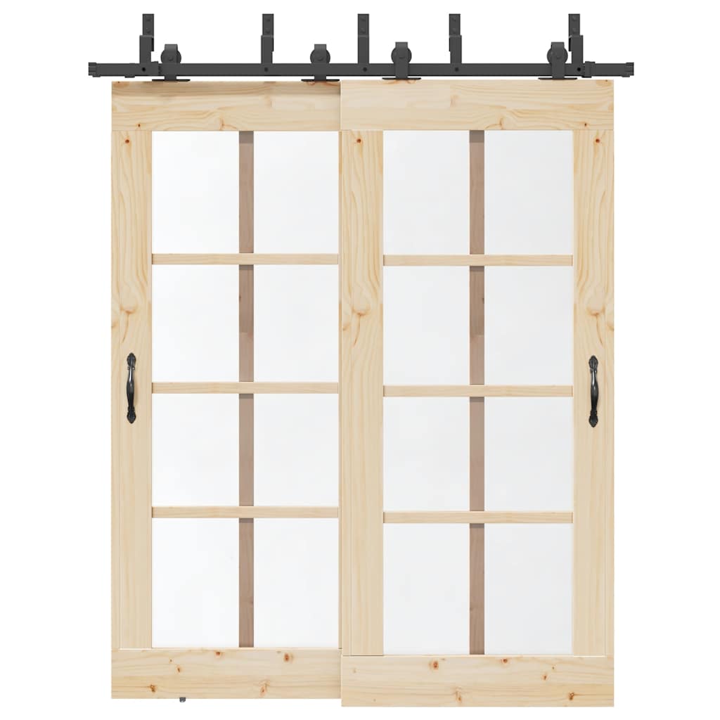 vidaXL Set feronerie pentru ușă glisantă, negru, 183 cm, oțel vidaXL Set feronerie pentru ușă glisantă, negru, 183 cm, oțel