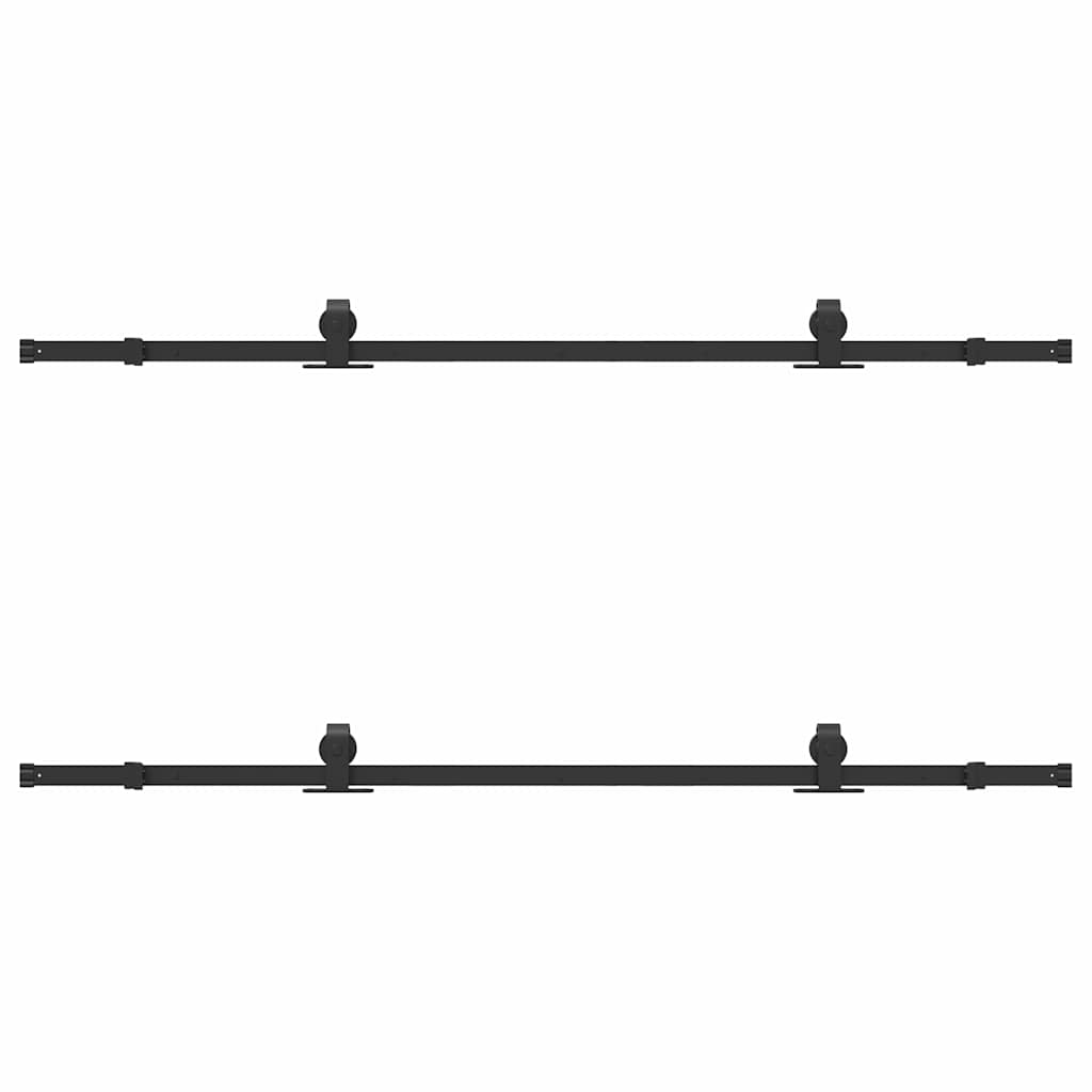 vidaXL Set feronerie pentru uși glisante, negru, 200 cm, oțel vidaXL Set feronerie pentru uși glisante, negru, 200 cm, oțel