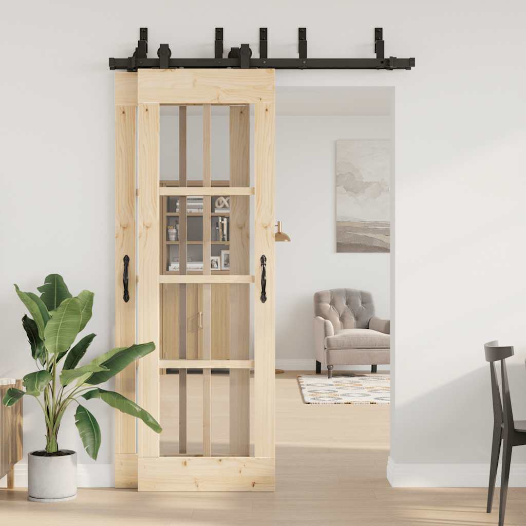 vidaXL Set feronerie pentru uși glisante, negru, 152,5 cm, oțel vidaXL Set feronerie pentru uși glisante, negru, 152,5 cm, oțel