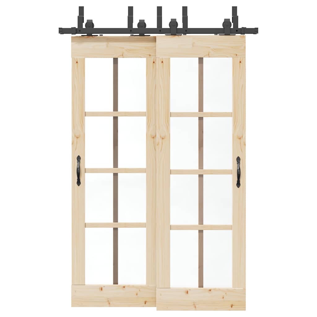 vidaXL Set feronerie pentru uși glisante, negru, 152,5 cm, oțel vidaXL Set feronerie pentru uși glisante, negru, 152,5 cm, oțel