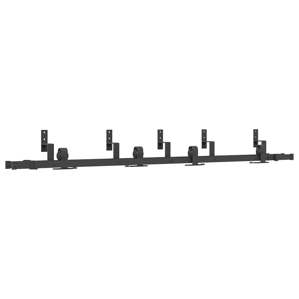 vidaXL Set feronerie pentru uși glisante, negru, 213,5 cm, oțel vidaXL Set feronerie pentru uși glisante, negru, 213,5 cm, oțel