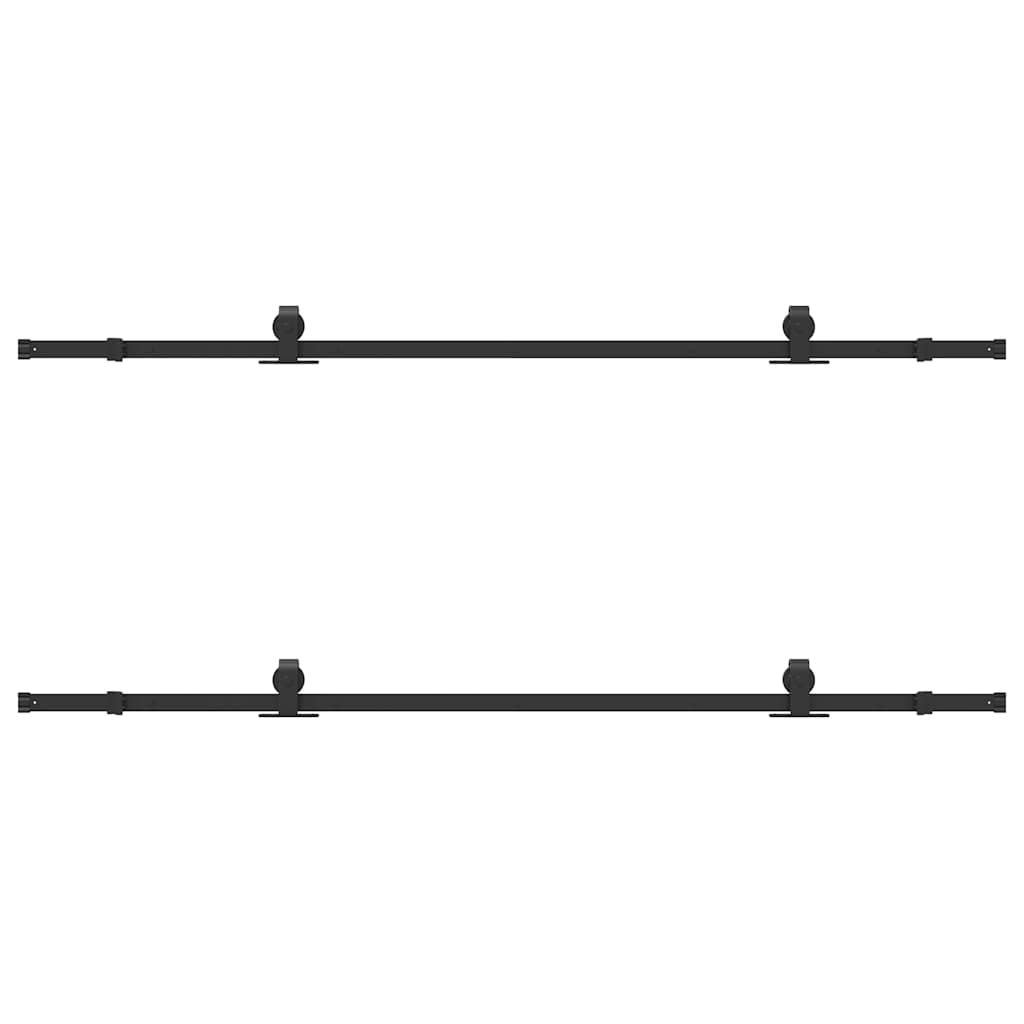 vidaXL Set feronerie pentru uși glisante, negru, 213,5 cm, oțel vidaXL Set feronerie pentru uși glisante, negru, 213,5 cm, oțel