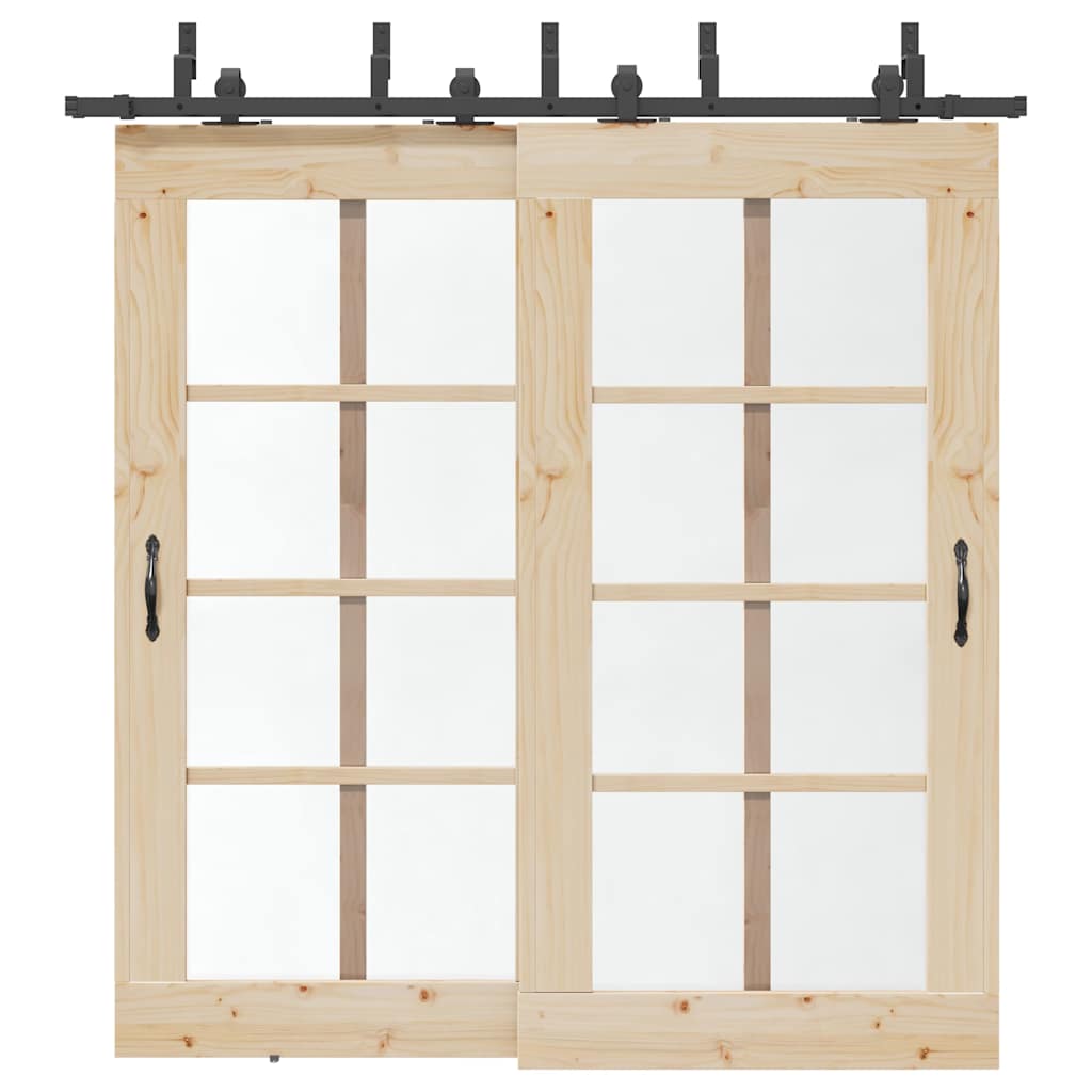 vidaXL Set feronerie pentru uși glisante, negru, 213,5 cm, oțel vidaXL Set feronerie pentru uși glisante, negru, 213,5 cm, oțel
