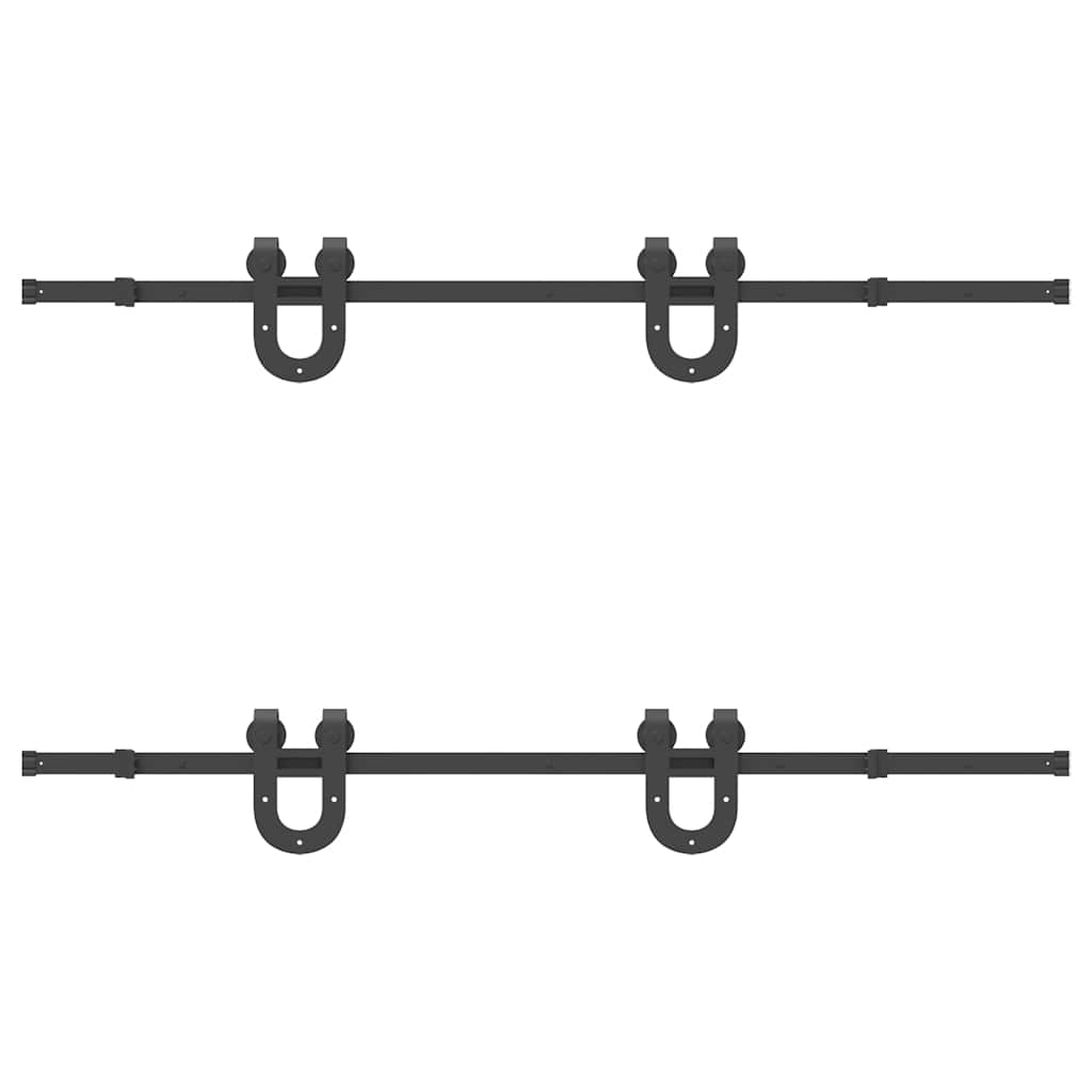 vidaXL Set feronerie pentru ușă glisantă, negru, 183 cm, oțel vidaXL Set feronerie pentru ușă glisantă, negru, 183 cm, oțel