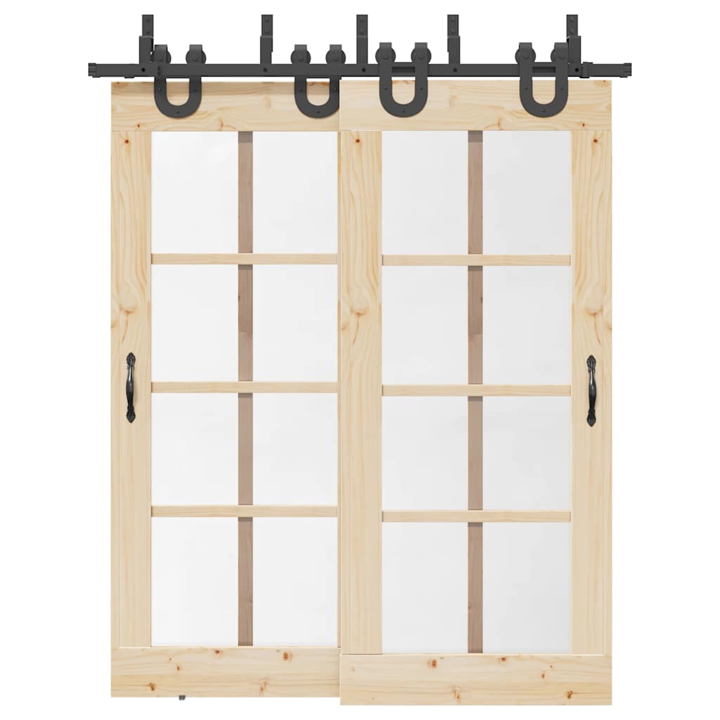 vidaXL Set feronerie pentru ușă glisantă, negru, 183 cm, oțel vidaXL Set feronerie pentru ușă glisantă, negru, 183 cm, oțel