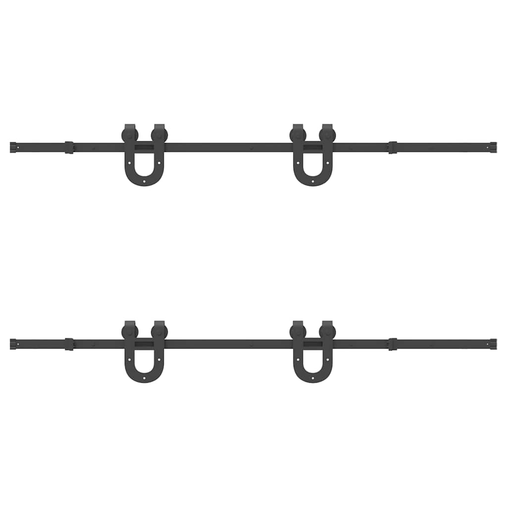 vidaXL Set feronerie pentru uși glisante, negru, 200 cm, oțel