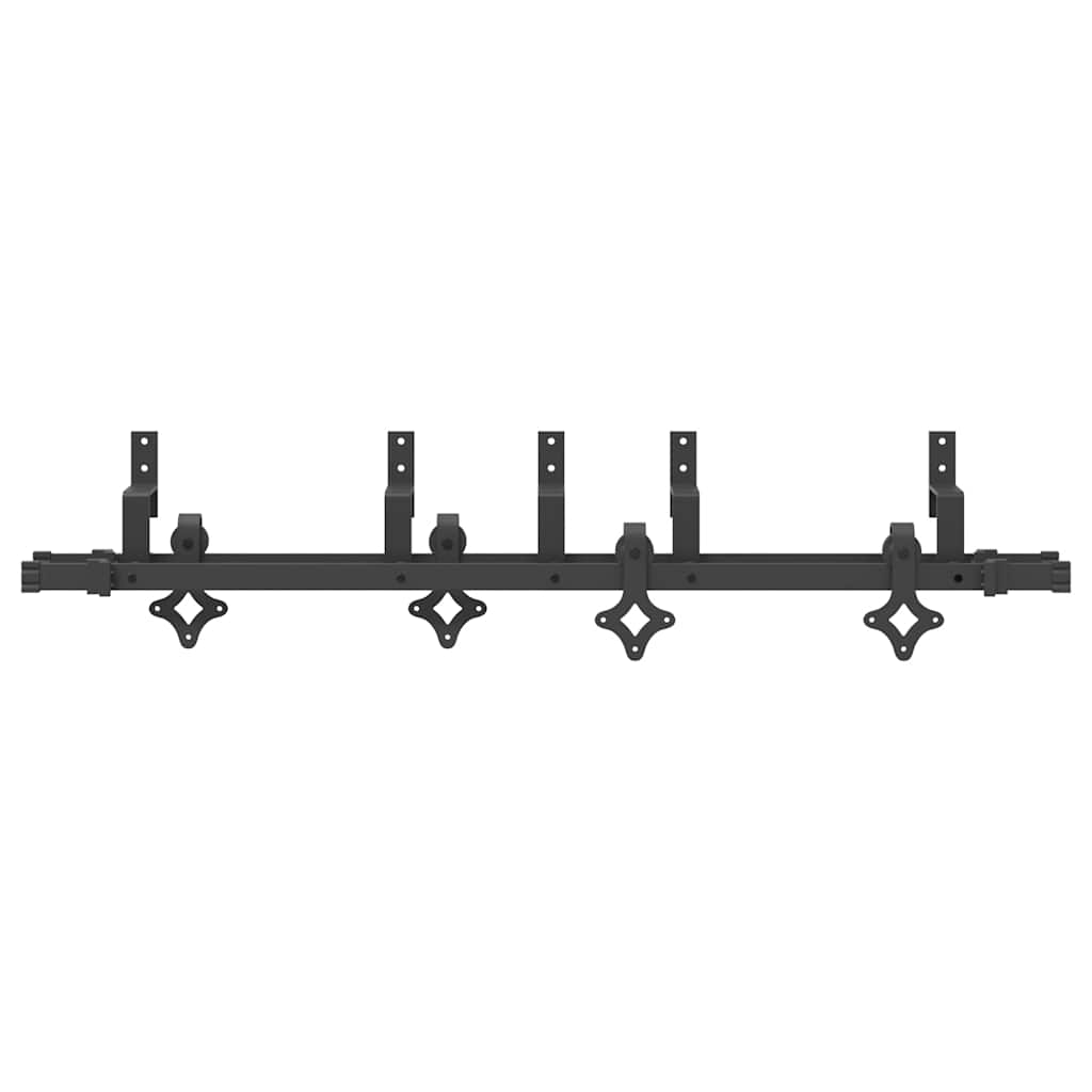 vidaXL Set feronerie pentru uși glisante, negru, 152,5 cm, oțel