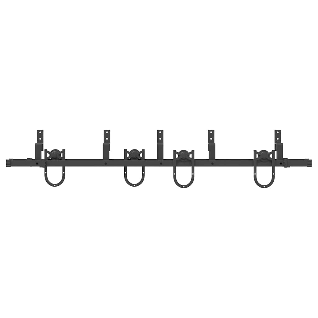 vidaXL Set feronerie pentru ușă glisantă, negru, 183 cm, oțel vidaXL Set feronerie pentru ușă glisantă, negru, 183 cm, oțel