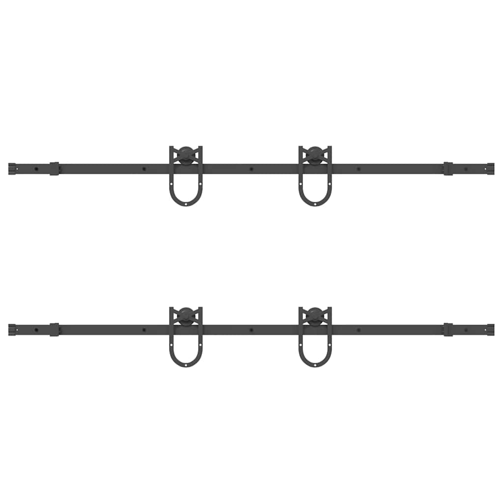 vidaXL Set feronerie pentru ușă glisantă, negru, 183 cm, oțel vidaXL Set feronerie pentru ușă glisantă, negru, 183 cm, oțel