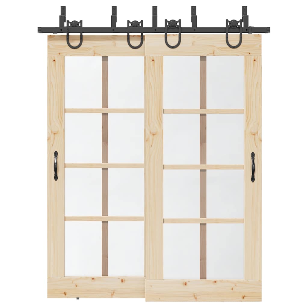 vidaXL Set feronerie pentru ușă glisantă, negru, 183 cm, oțel vidaXL Set feronerie pentru ușă glisantă, negru, 183 cm, oțel