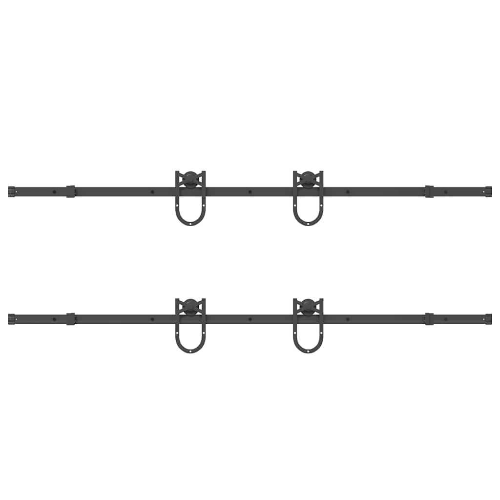 vidaXL Set feronerie pentru uși glisante, negru, 200 cm, oțel