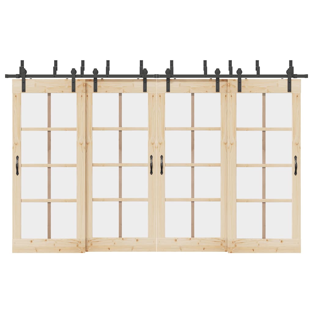 vidaXL Set feronerie pentru uși glisante, negru, 366 cm, oțel