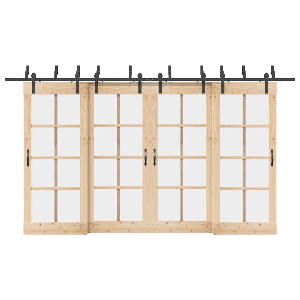 vidaXL Set feronerie pentru uși glisante, negru, 400 cm, oțel vidaXL Set feronerie pentru uși glisante, negru, 400 cm, oțel