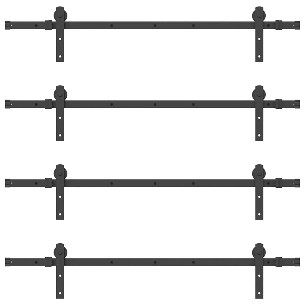 vidaXL Set feronerie pentru uși glisante, negru, 305 cm, oțel vidaXL Set feronerie pentru uși glisante, negru, 305 cm, oțel