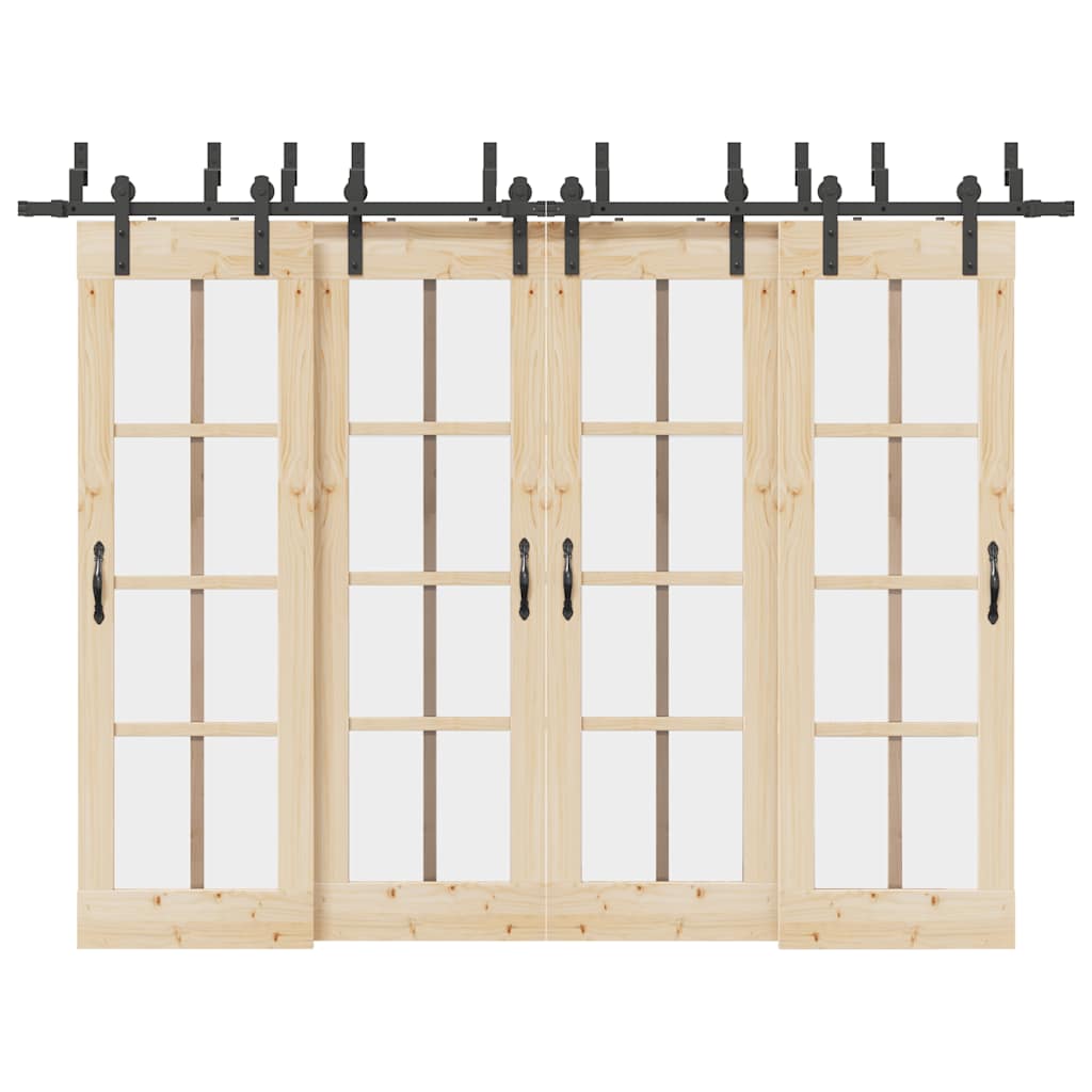vidaXL Set feronerie pentru uși glisante, negru, 305 cm, oțel vidaXL Set feronerie pentru uși glisante, negru, 305 cm, oțel