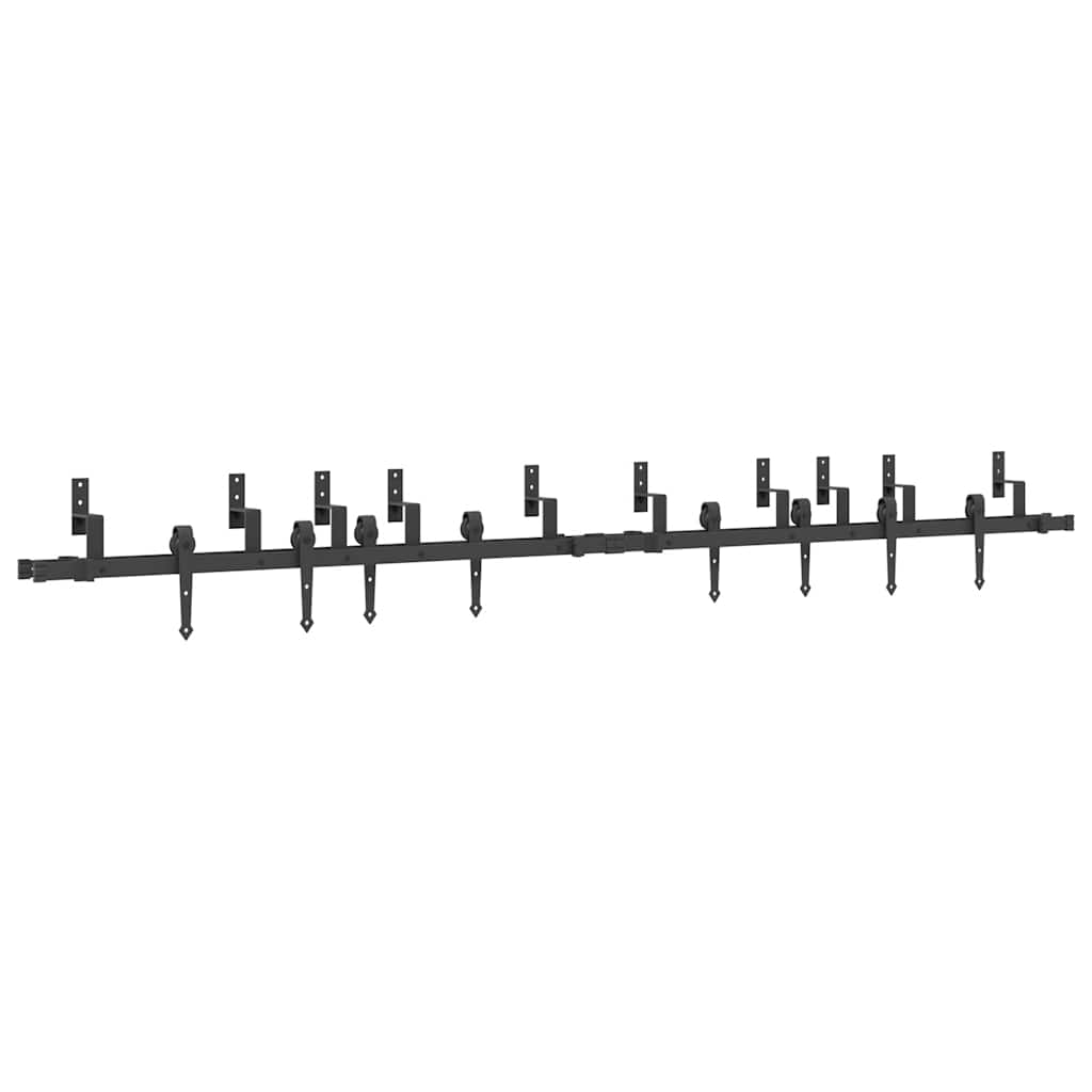 vidaXL Set feronerie pentru uși glisante, negru, 305 cm, oțel