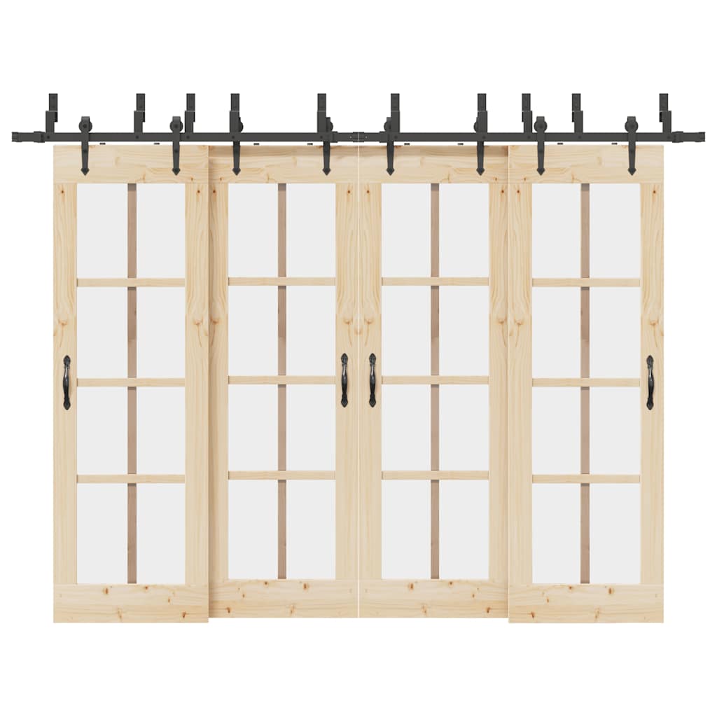 vidaXL Set feronerie pentru uși glisante, negru, 305 cm, oțel