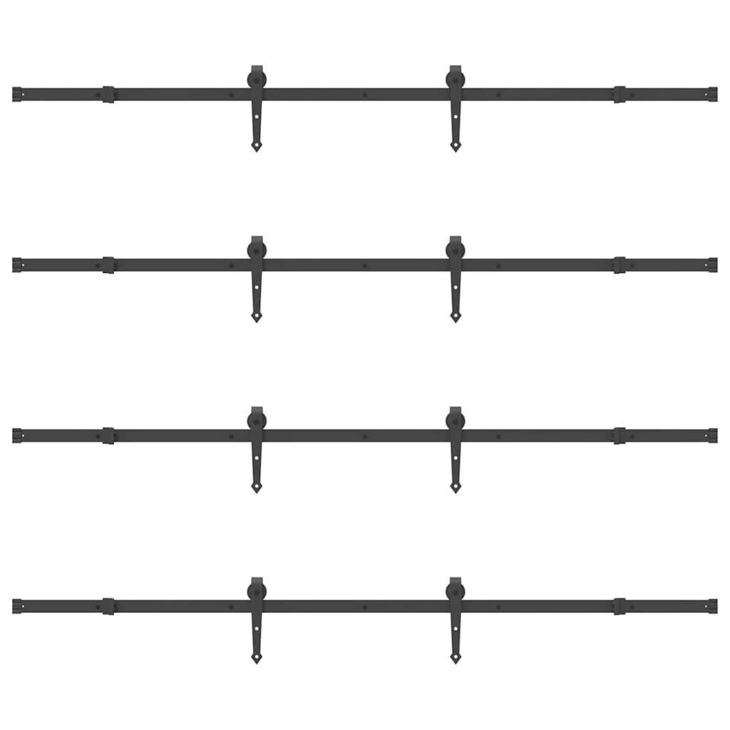 vidaXL Set feronerie pentru uși glisante, negru, 427 cm, oțel vidaXL Set feronerie pentru uși glisante, negru, 427 cm, oțel