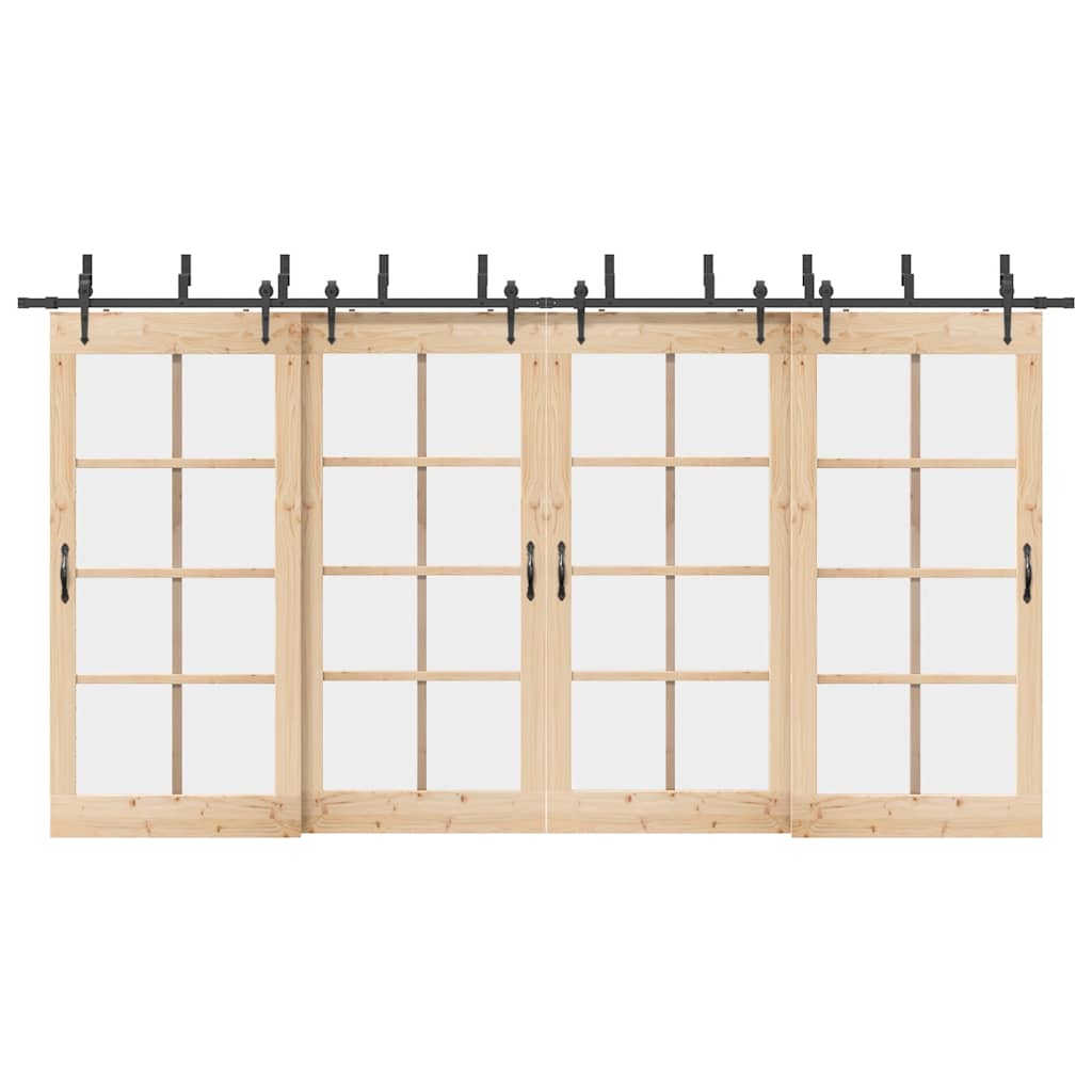 vidaXL Set feronerie pentru uși glisante, negru, 427 cm, oțel vidaXL Set feronerie pentru uși glisante, negru, 427 cm, oțel