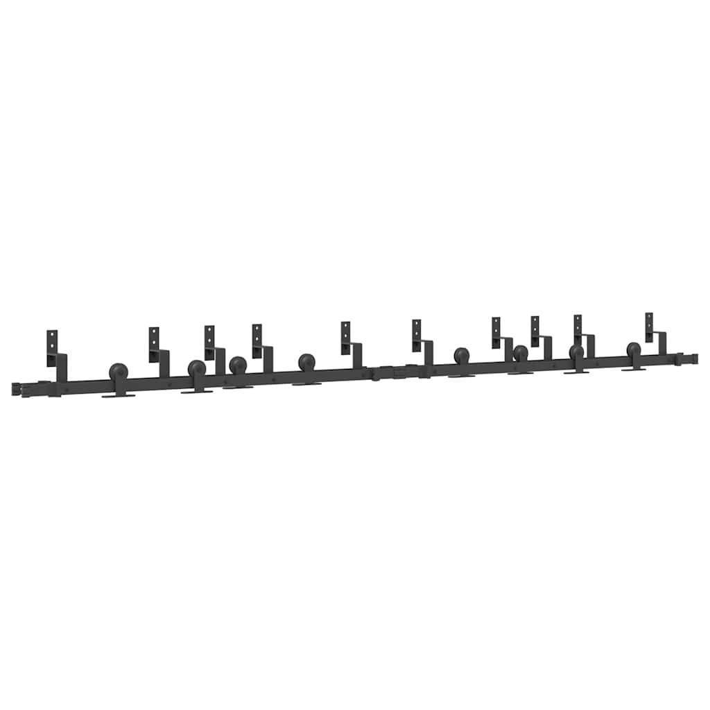 vidaXL Set feronerie pentru uși glisante, negru, 305 cm, oțel vidaXL Set feronerie pentru uși glisante, negru, 305 cm, oțel