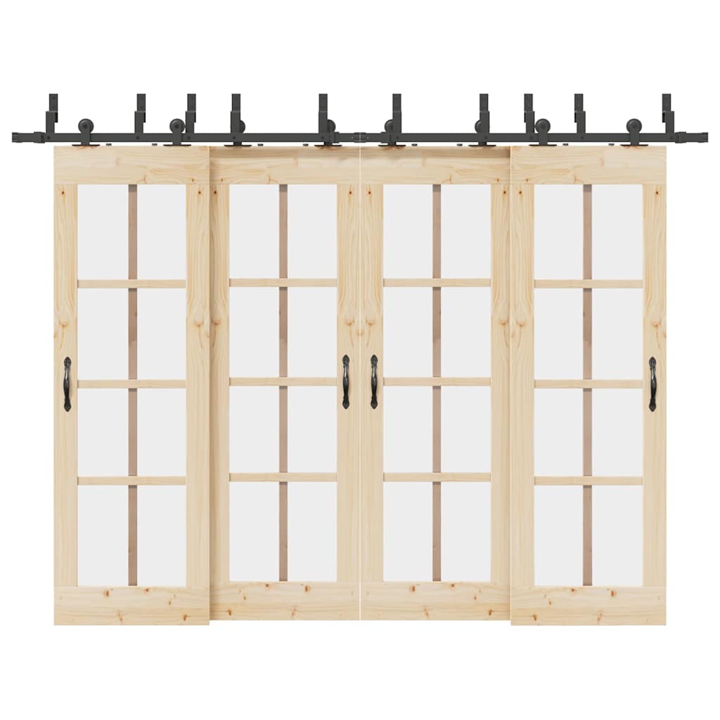 vidaXL Set feronerie pentru uși glisante, negru, 305 cm, oțel vidaXL Set feronerie pentru uși glisante, negru, 305 cm, oțel