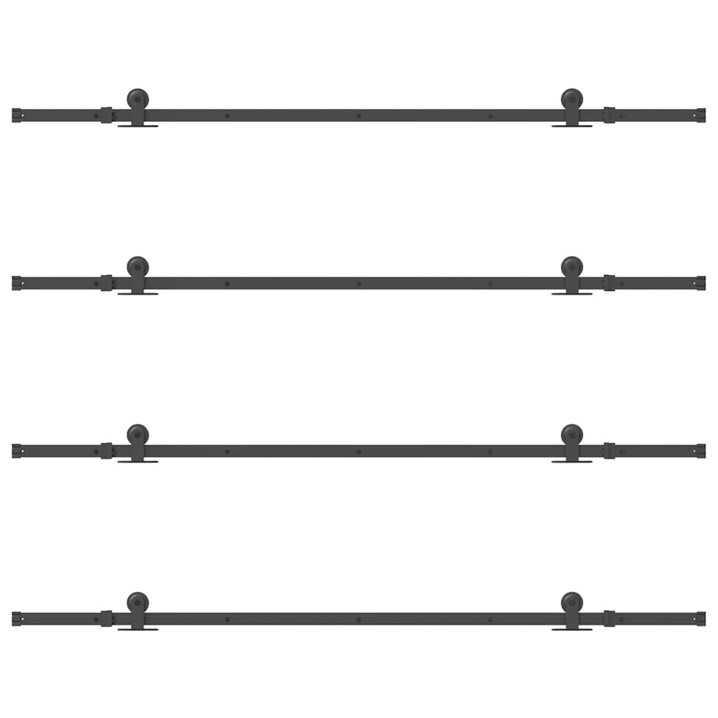 vidaXL Set feronerie pentru uși glisante, negru, 427 cm, oțel vidaXL Set feronerie pentru uși glisante, negru, 427 cm, oțel